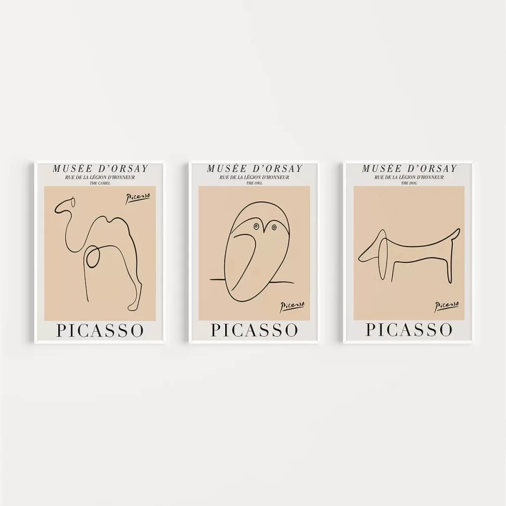 Musée dOrsay İlhamlı Picasso Hayvan Çizimleri 3lü Poster