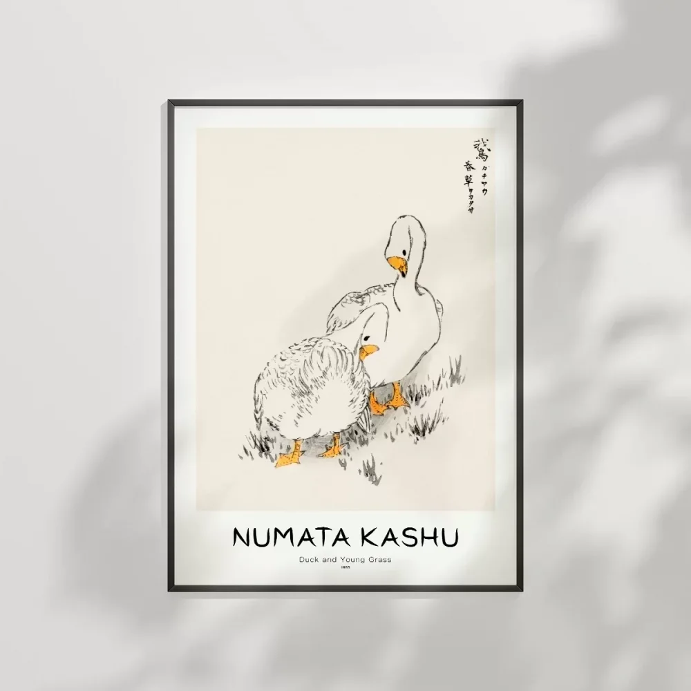 Numata Kashu Ördekler ve Çimen Poster