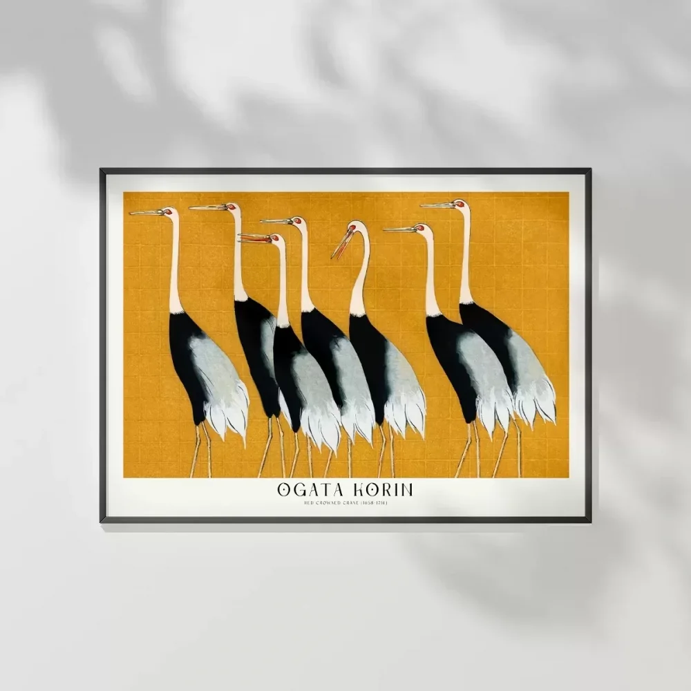 Ogata Korin Kırmızı Taçlı Turnalar Poster