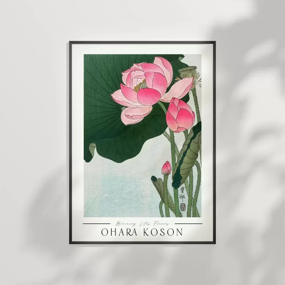 Ohara Koson Çiçek Açan Lotus Çiçekleri Poster