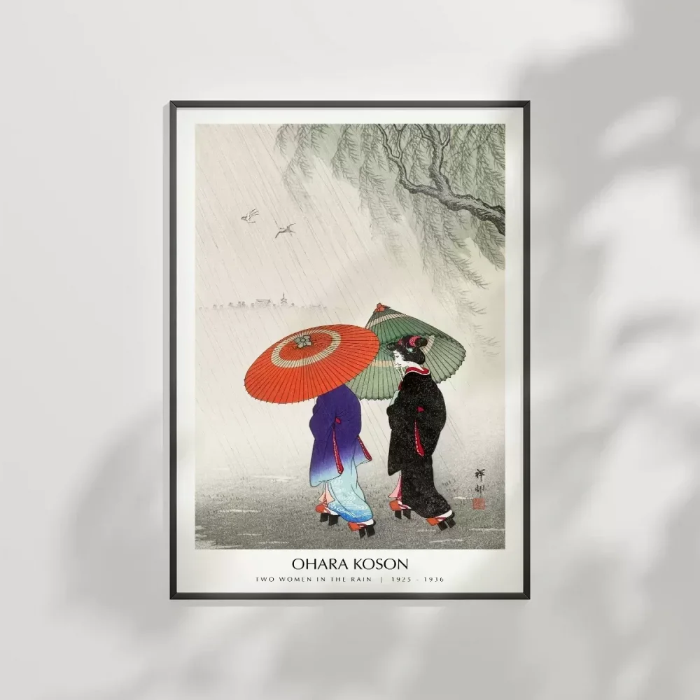 Ohara Koson Yağmurda İki Kadın Poster