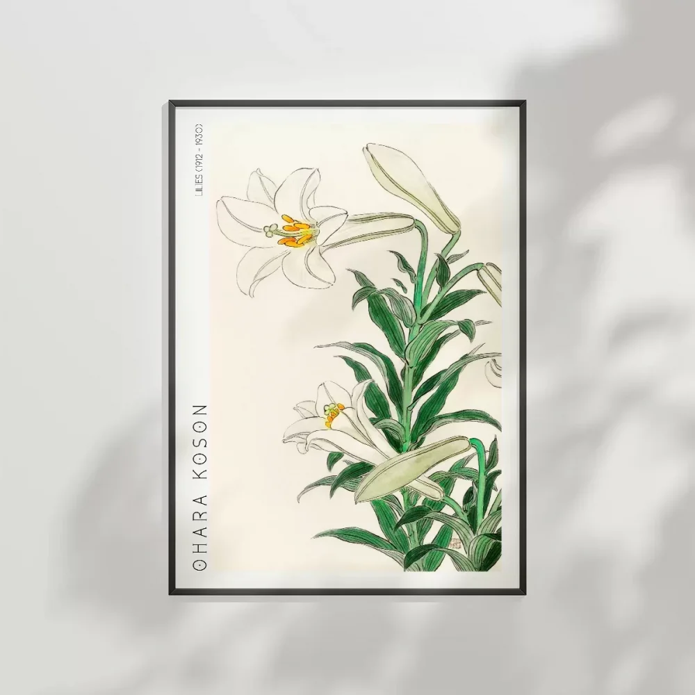 Ohara Koson Zambaklar Poster