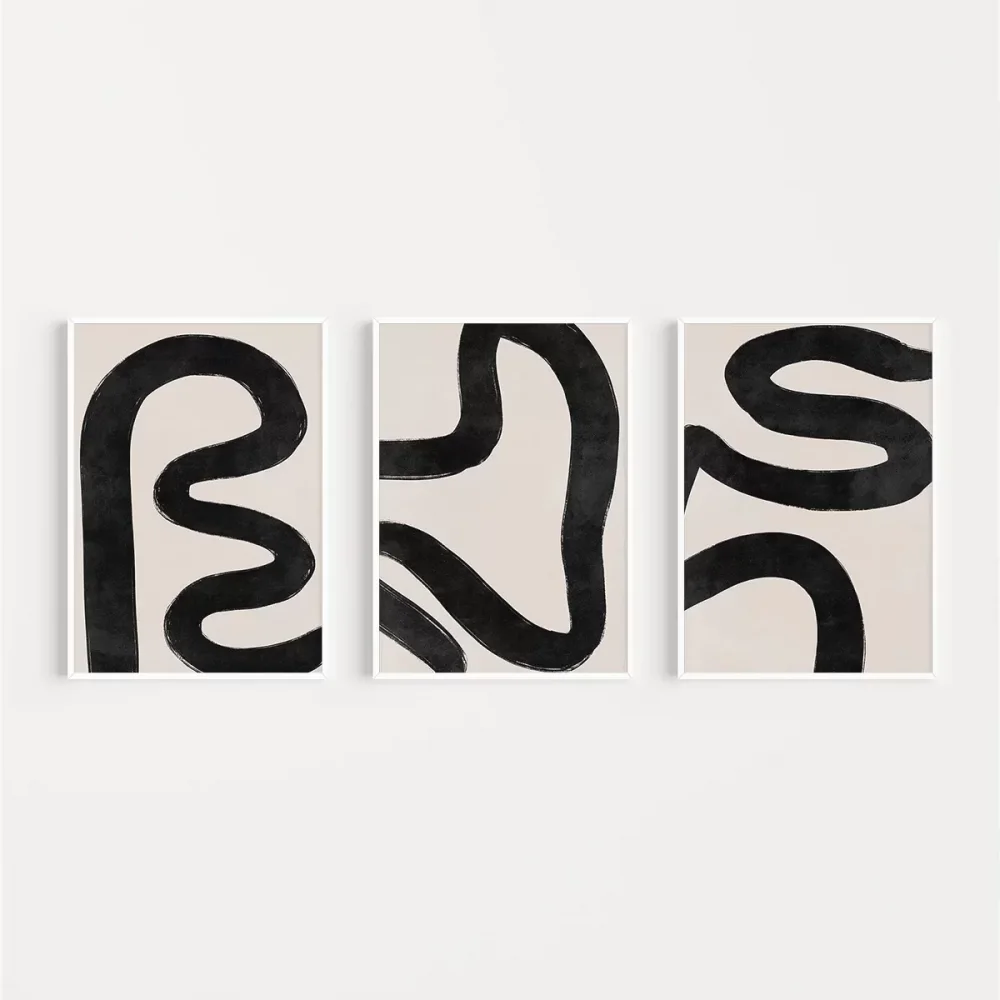 Organik Akış Soyut Sanatı Triptik 3lü Poster