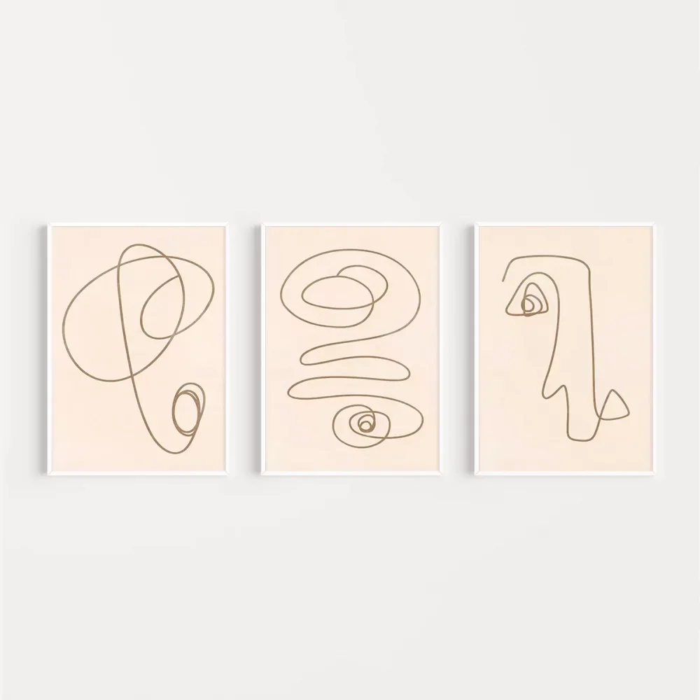 Organik Formlar ve Çizgiler 3lü Poster
