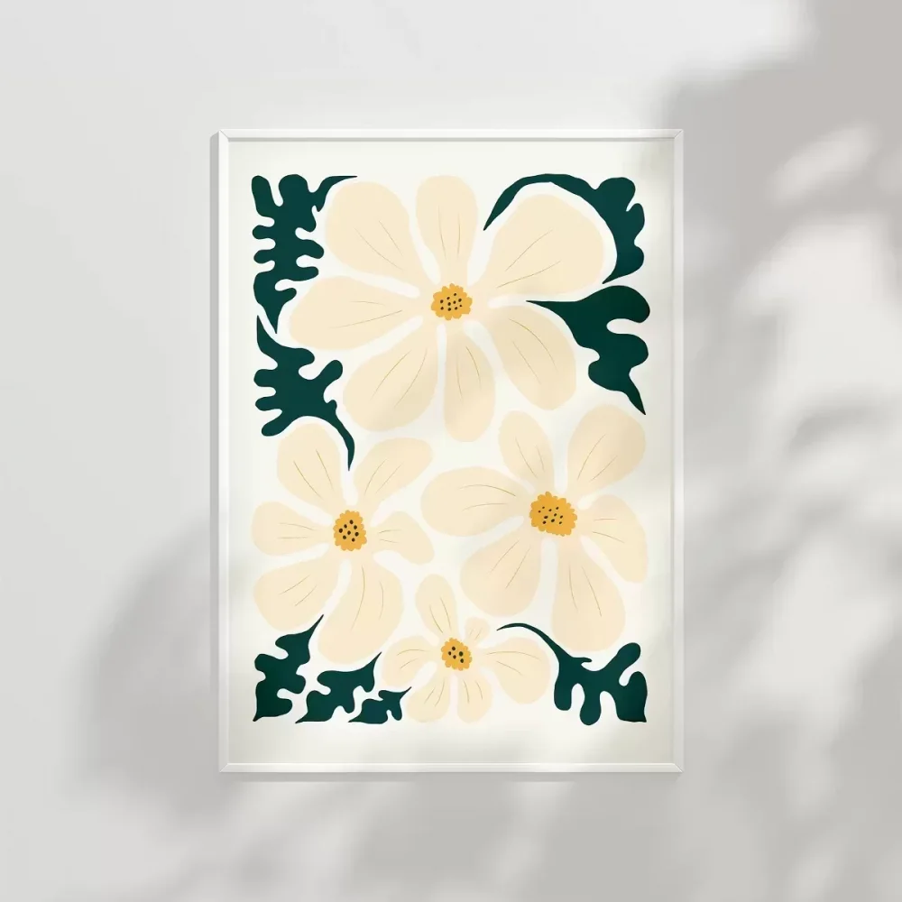 Pastel Beyaz Çiçekler Poster