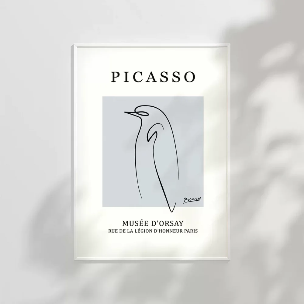 Picasso Stil Soyut Kuş Çizimi Poster