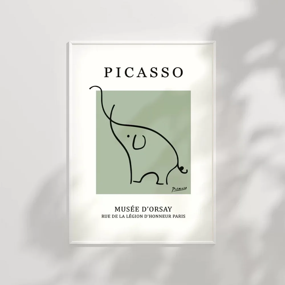 Picasso Tarzı Dekoratif Fil Çerçeveli Poster