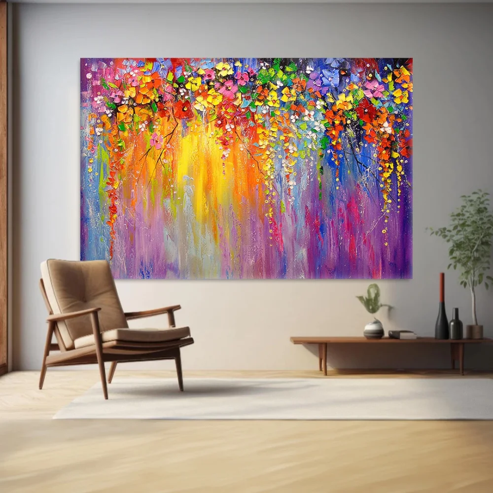 Renk Dolu Çiçekler Kanvas Tablo