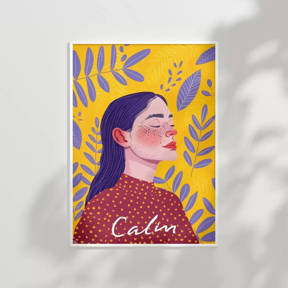 Sarı Zeminli Meditasyon Poster