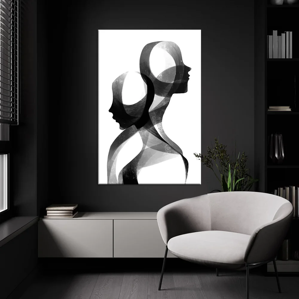 Siyah Beyaz Heykel Kanvas Tablo