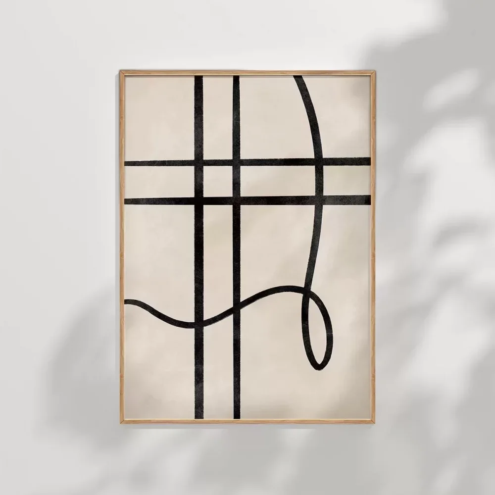 Soyut Geometrik Hatlar Minimalist Poster