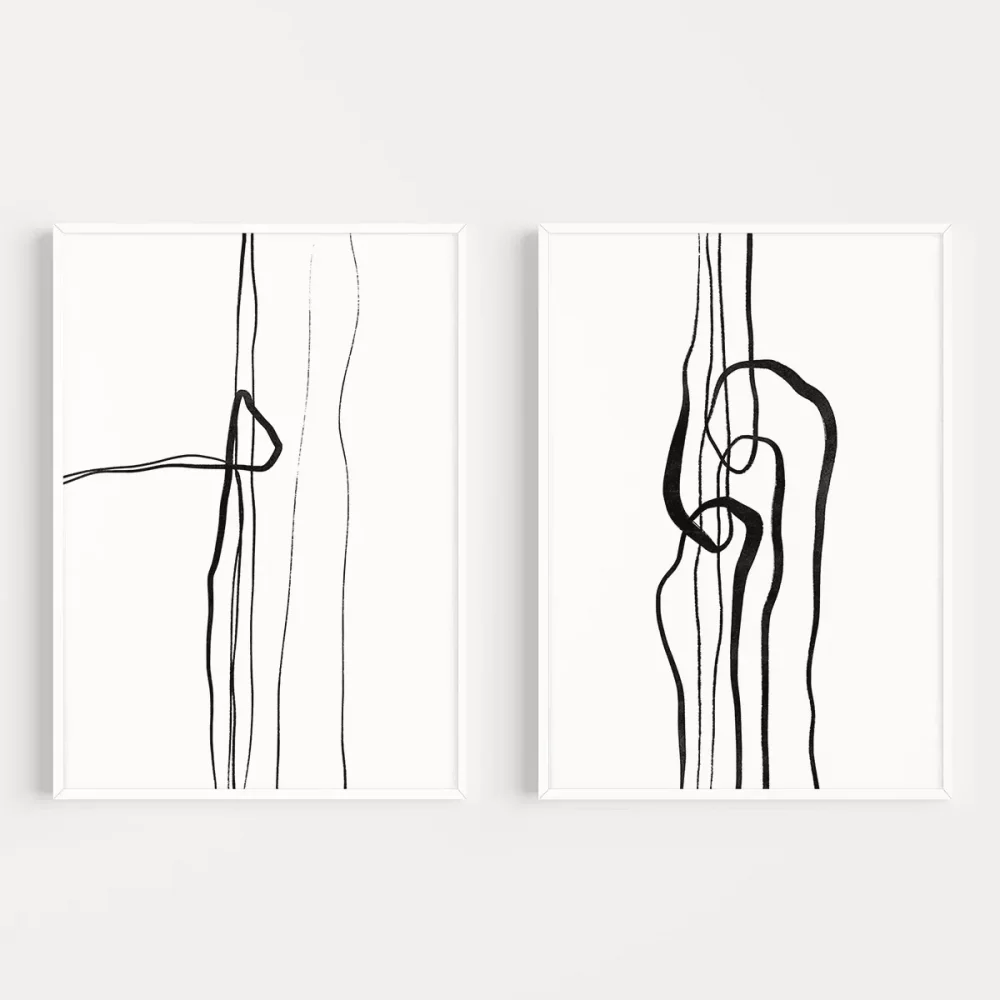 Soyut İnce Çizgi Tasarımı 2li Poster