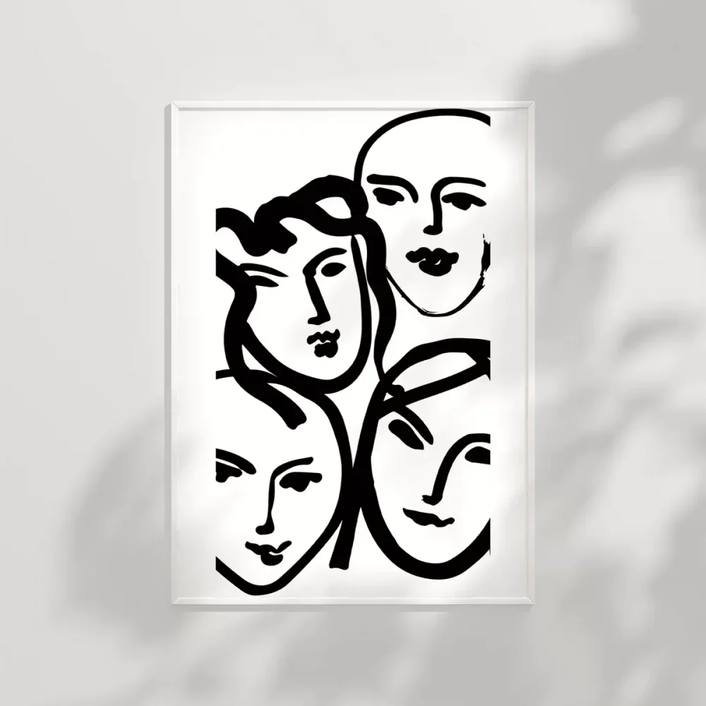 Soyut Yüz Çizimleri Minimalist Poster