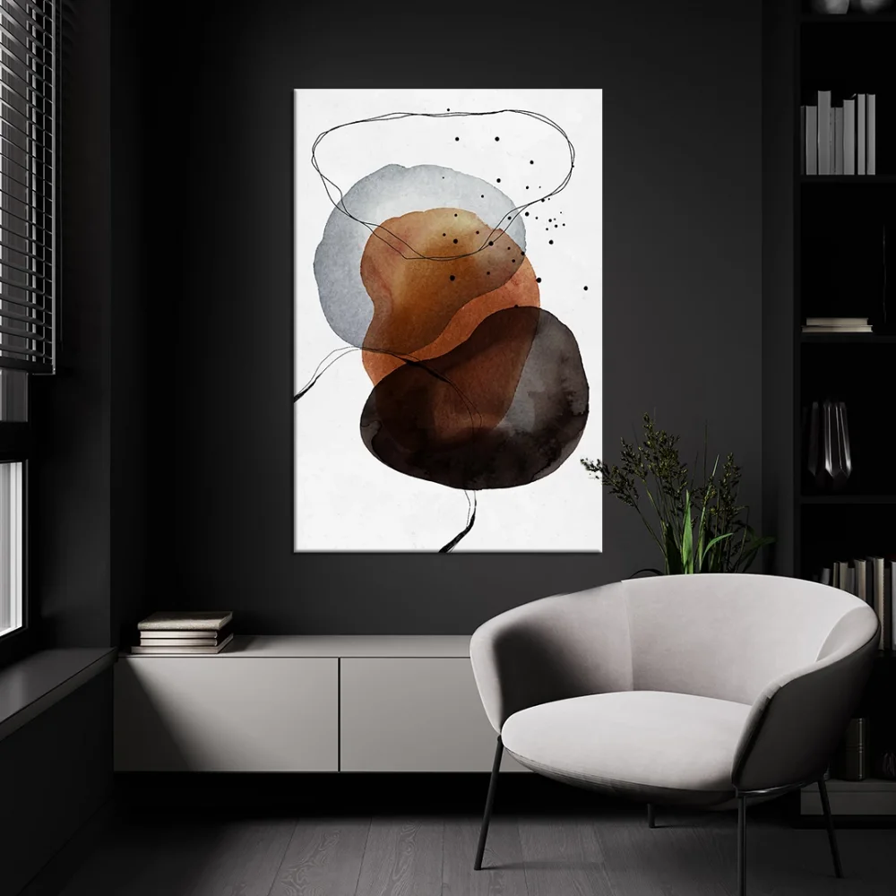 Suluboya Kahverengi Desenli Kanvas Tablo