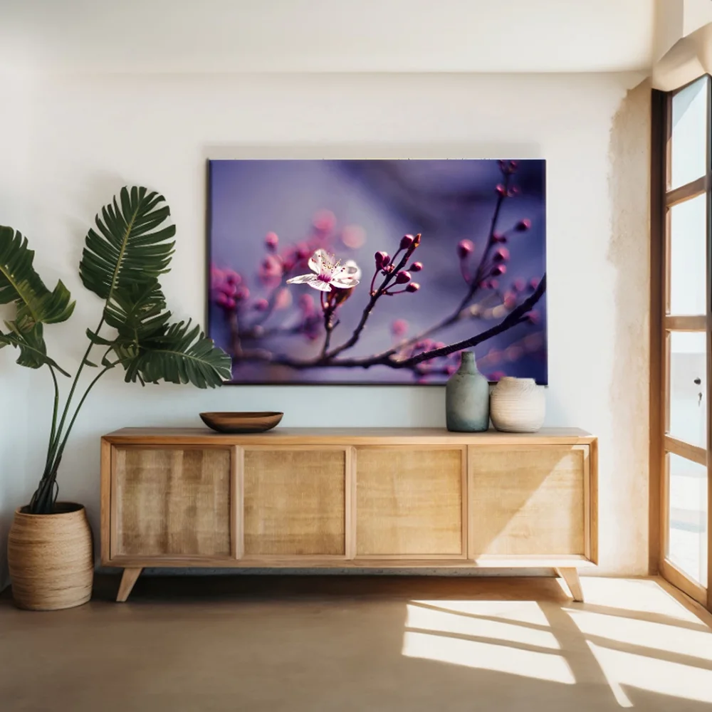 Beyaz Pembe Çiçek Kanvas Tablo