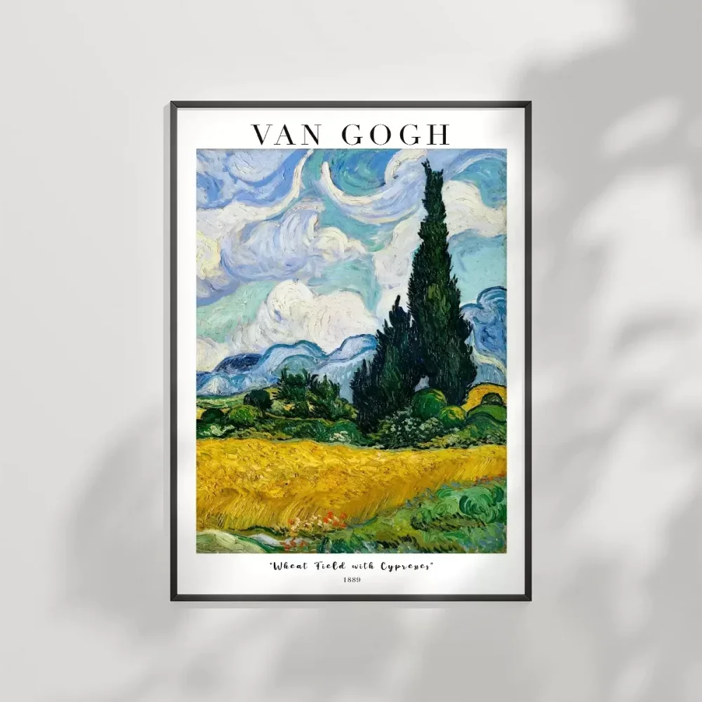 Vincent Van Gog Eygalières Yakınlarında, Haut Gallinede Servi Ağaçlı Buğday Tarlası Poster