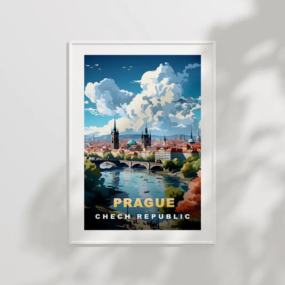 Vltava Nehri Üzerinde Prag Poster