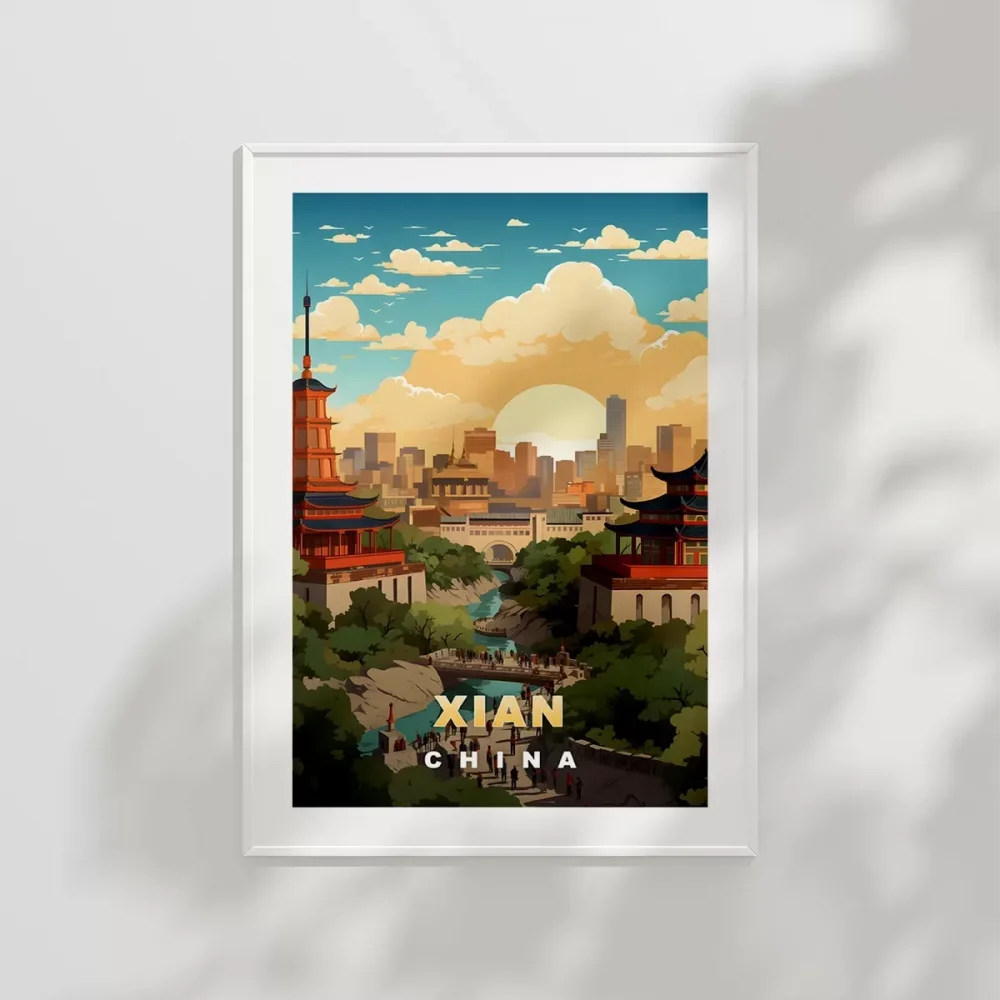 Xian Tarihi ve Modern Perspektif Sanatsal Poster