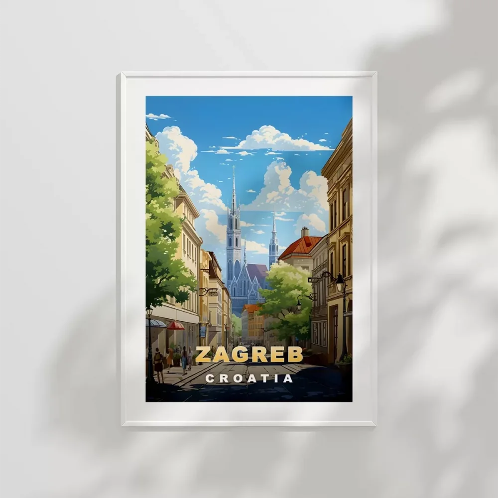 Zagreb Katedrali Sokak Manzarası Poster