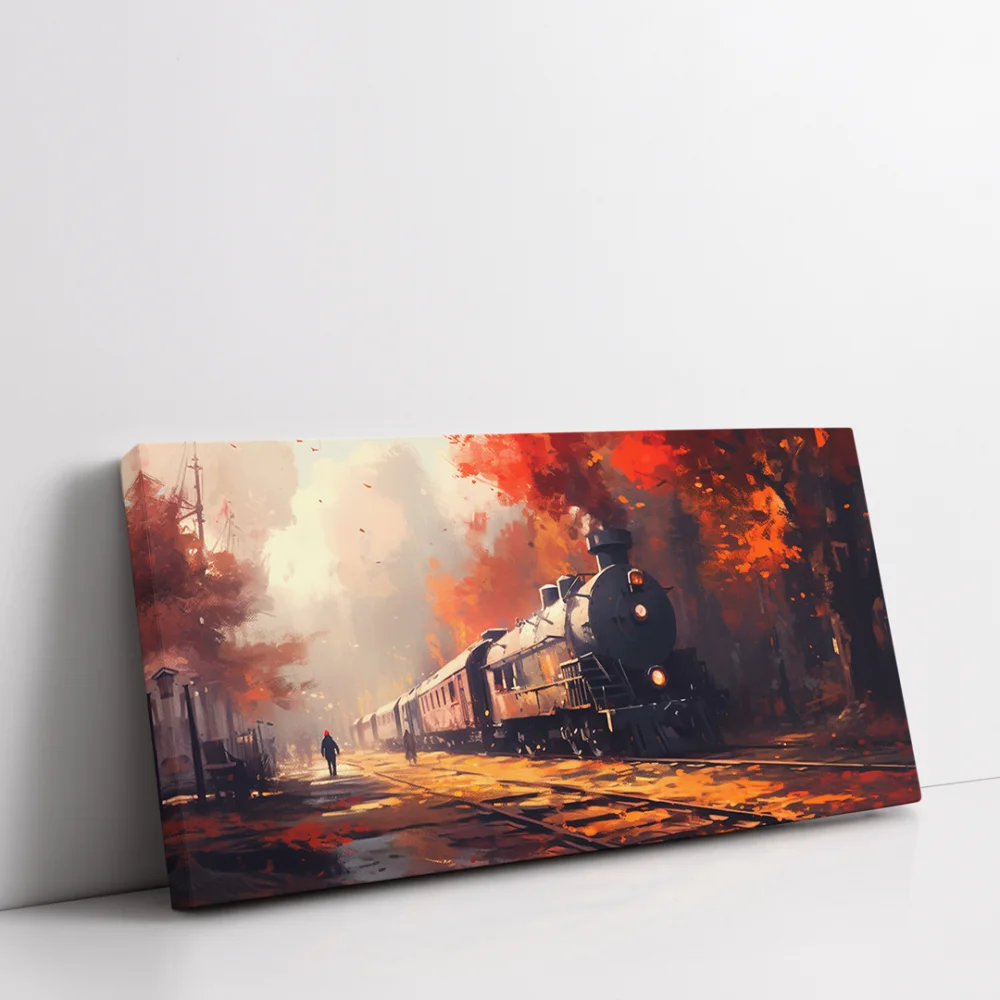 Yangın ve Tren Panoramik Yatay Kanvas Tablo