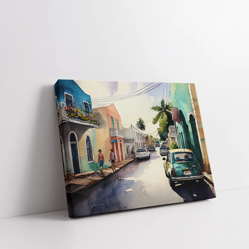 Renkli Sokak Yatay Kanvas Tablo