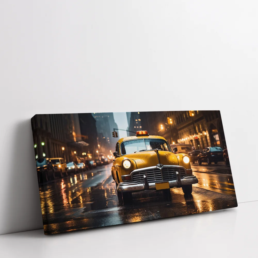 Gece Taksisi Panoramik Yatay Kanvas Tablo