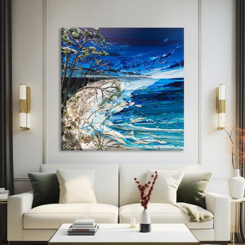 Fırtınalı Deniz Feneri Kanvas Tablo