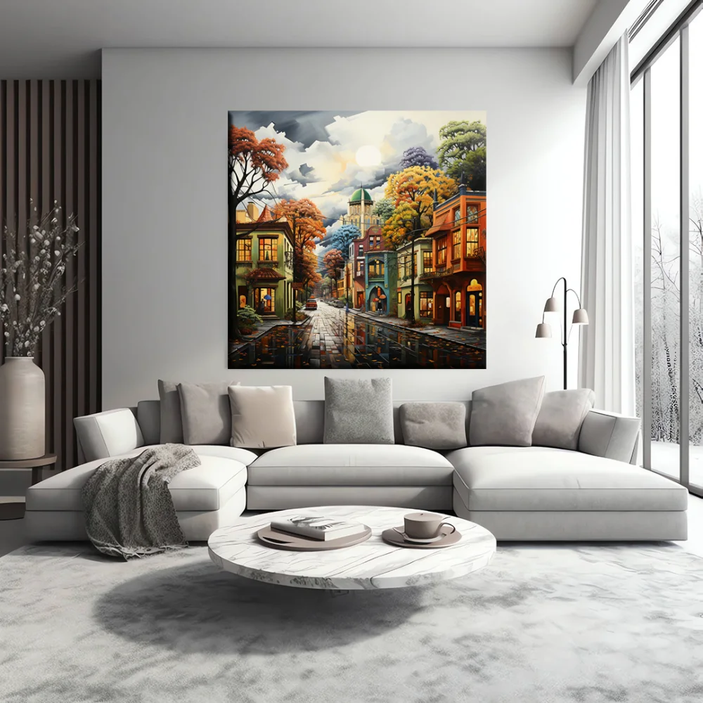 Dört Mevsim Şehir Kanvas Tablo