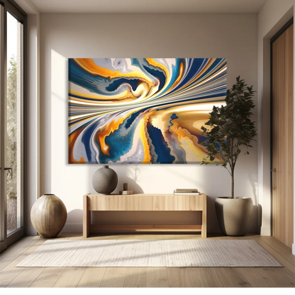 Mavi Altın Dokunuş Kanvas Tablo