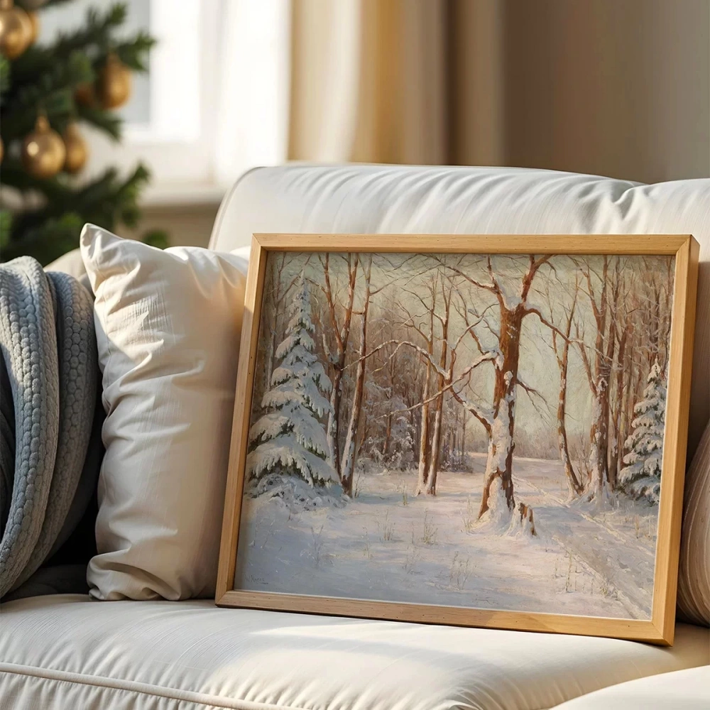 Çerçevesiz Poster Karla Kaplanmış Doğa