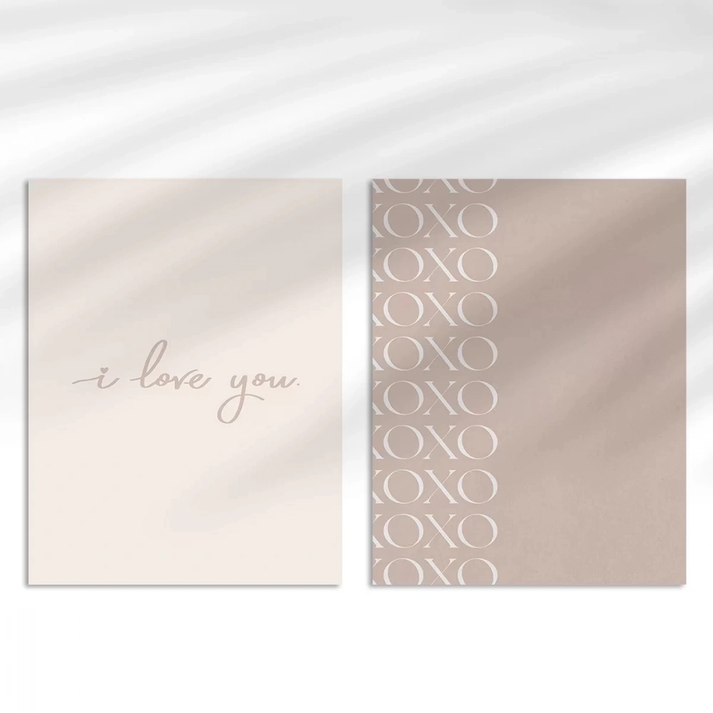Çerçevesiz Poster I Love You ve XOXO Minimal  Set