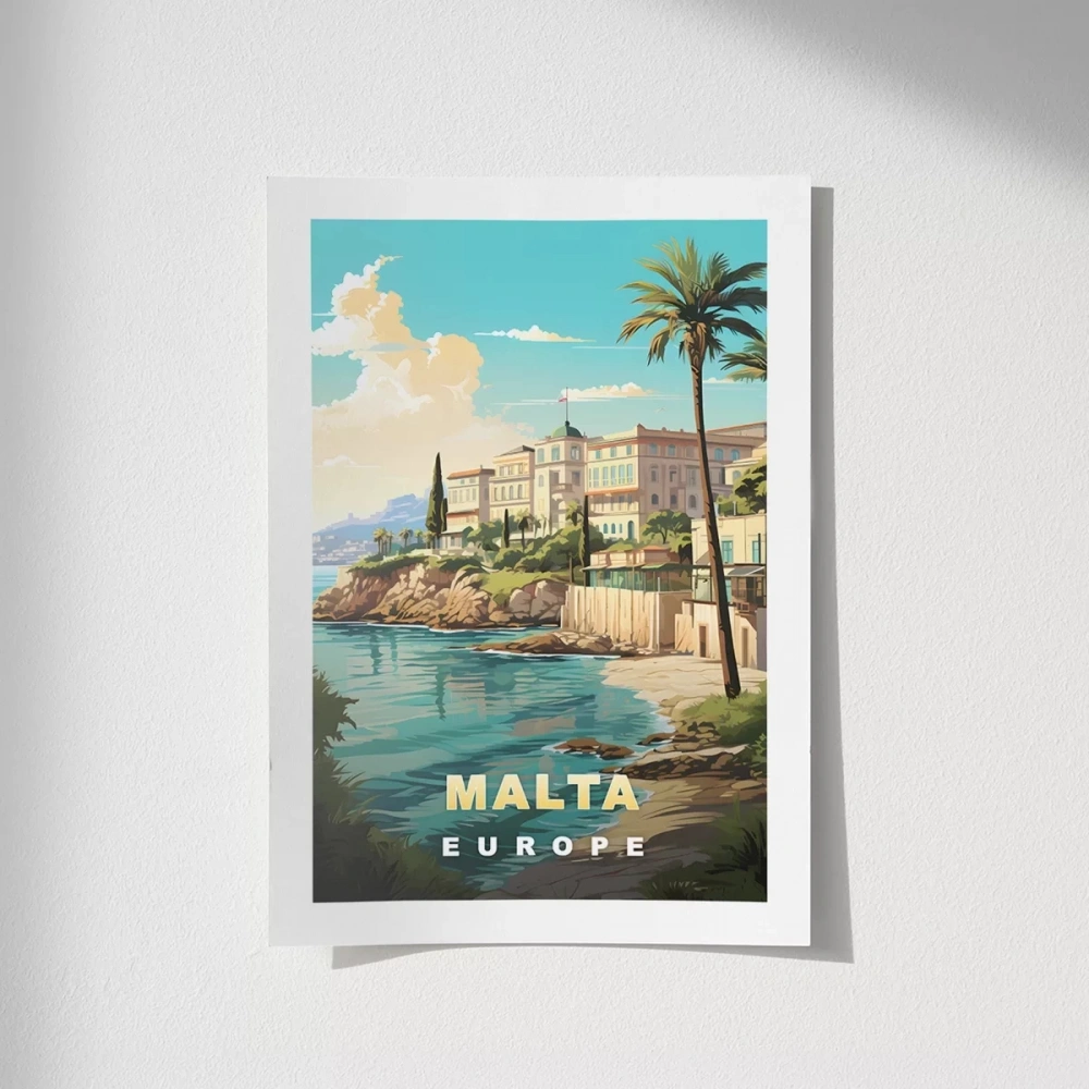 Çerçevesiz Poster Malta Sahil Manzarası ve Akdeniz Huzuru