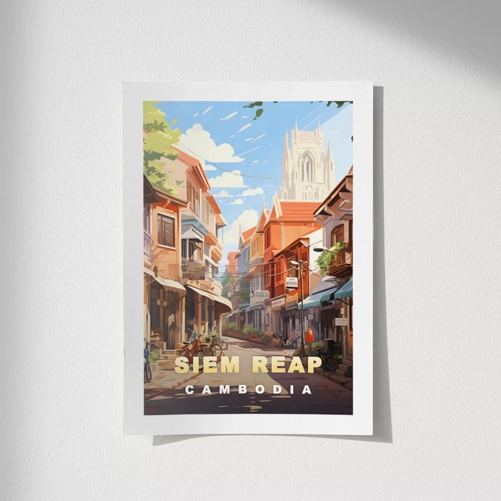 Çerçevesiz Poster Siem Reap Sokak Manzarası