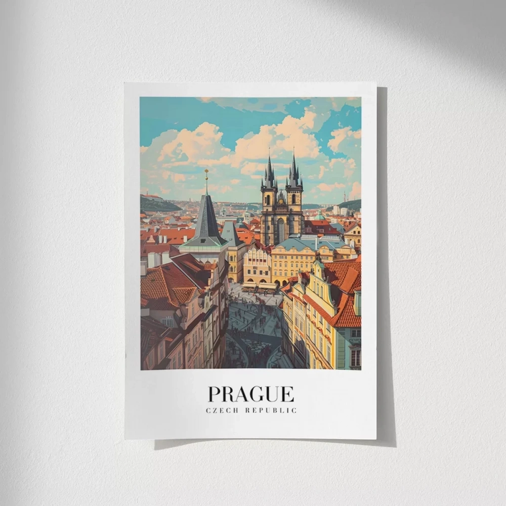 Çerçevesiz Poster Prag Eski Şehir Manzarası