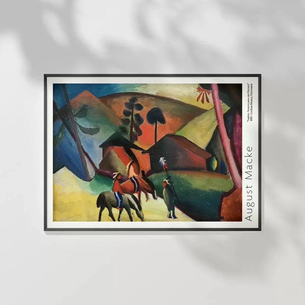 August Macke At üstünde Yerli Amerikalılar Poster
