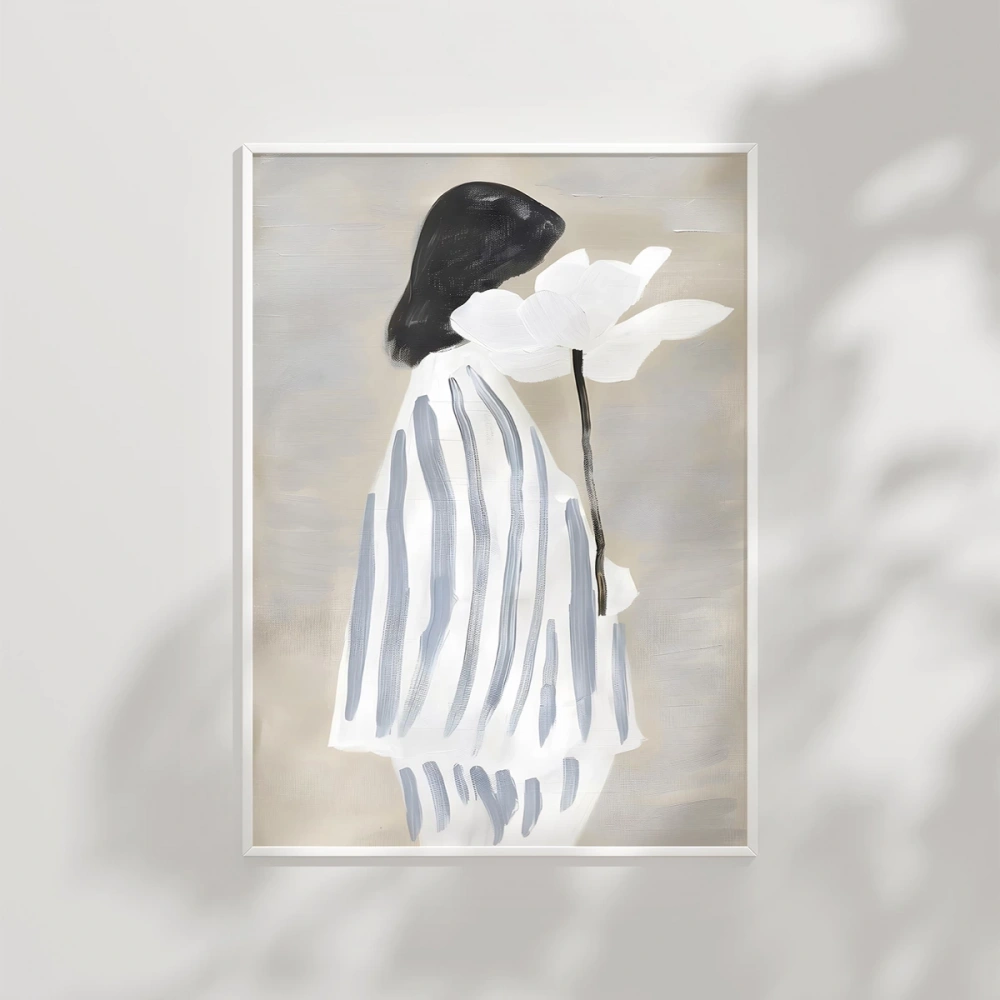 Beyaz Çiçeğin Sadeliği Poster 20x30 cm