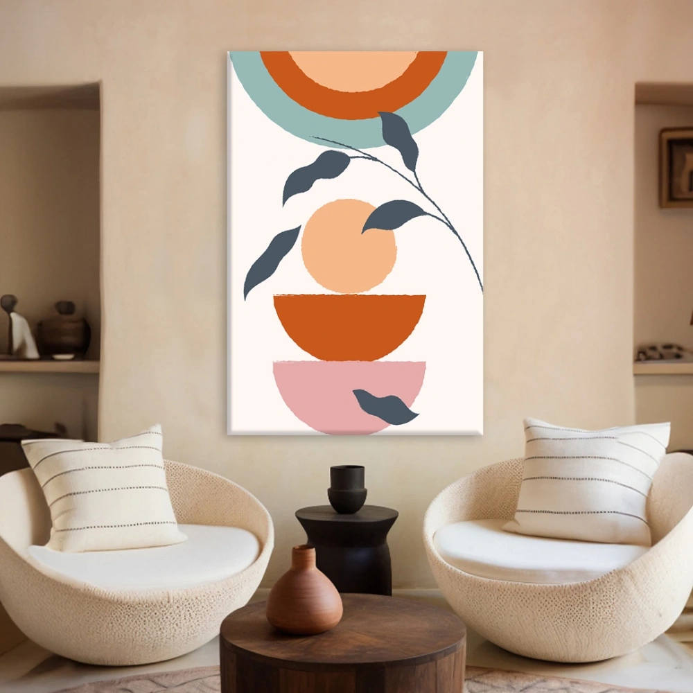 Botanik Baskılı Yapraklı Kanvas Tablo