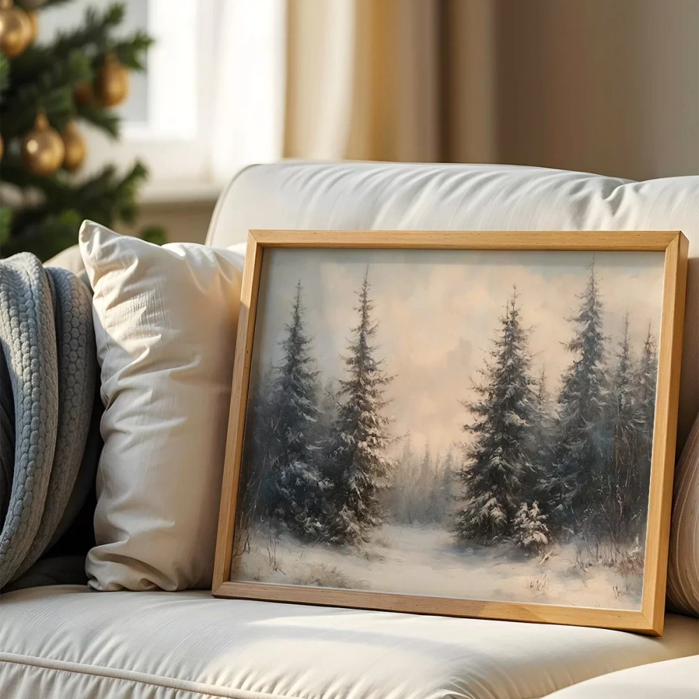 Çam Ağaçlarıyla Süslenmiş Doğa Poster