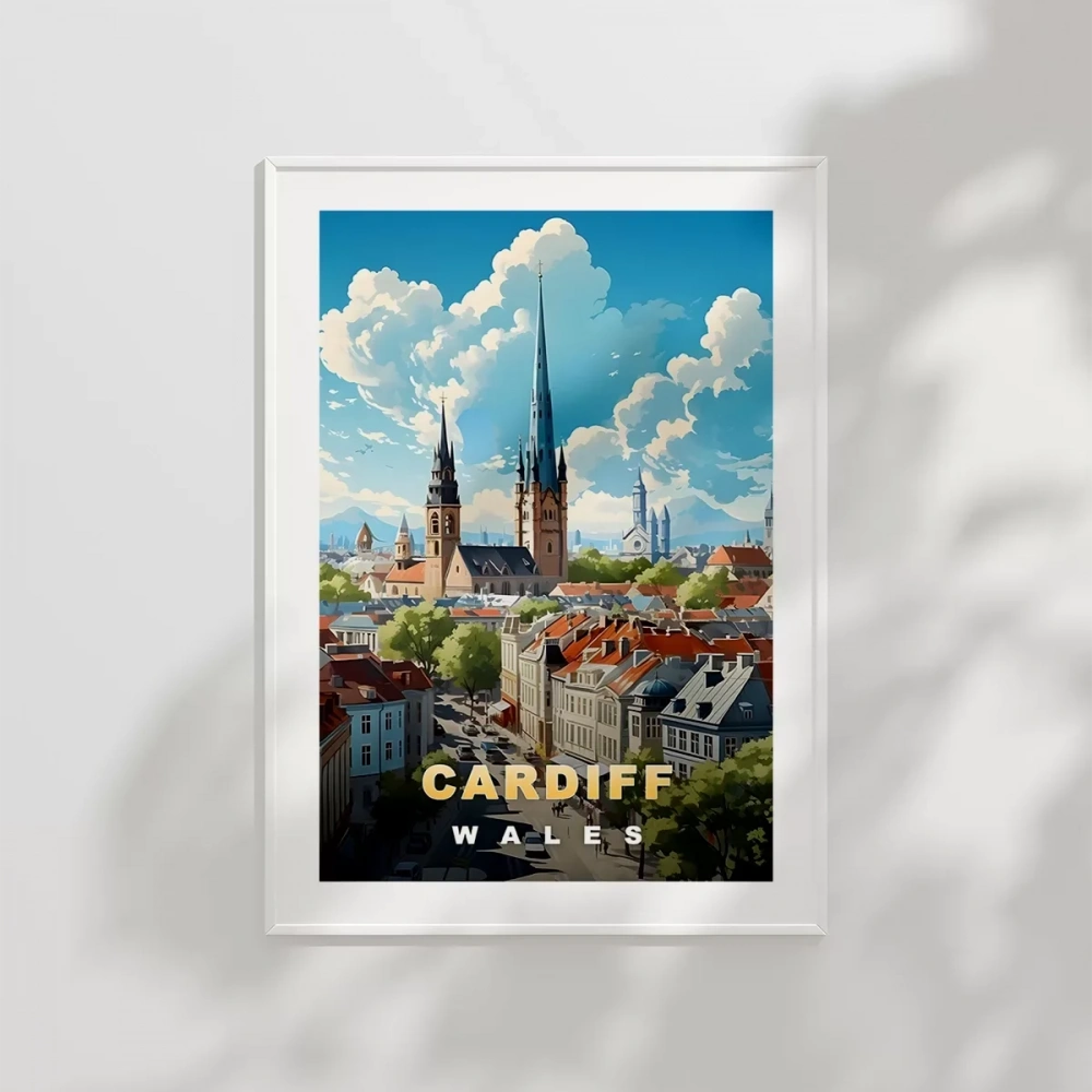 Cardiff Manzarası Galler Sanatsal Poster
