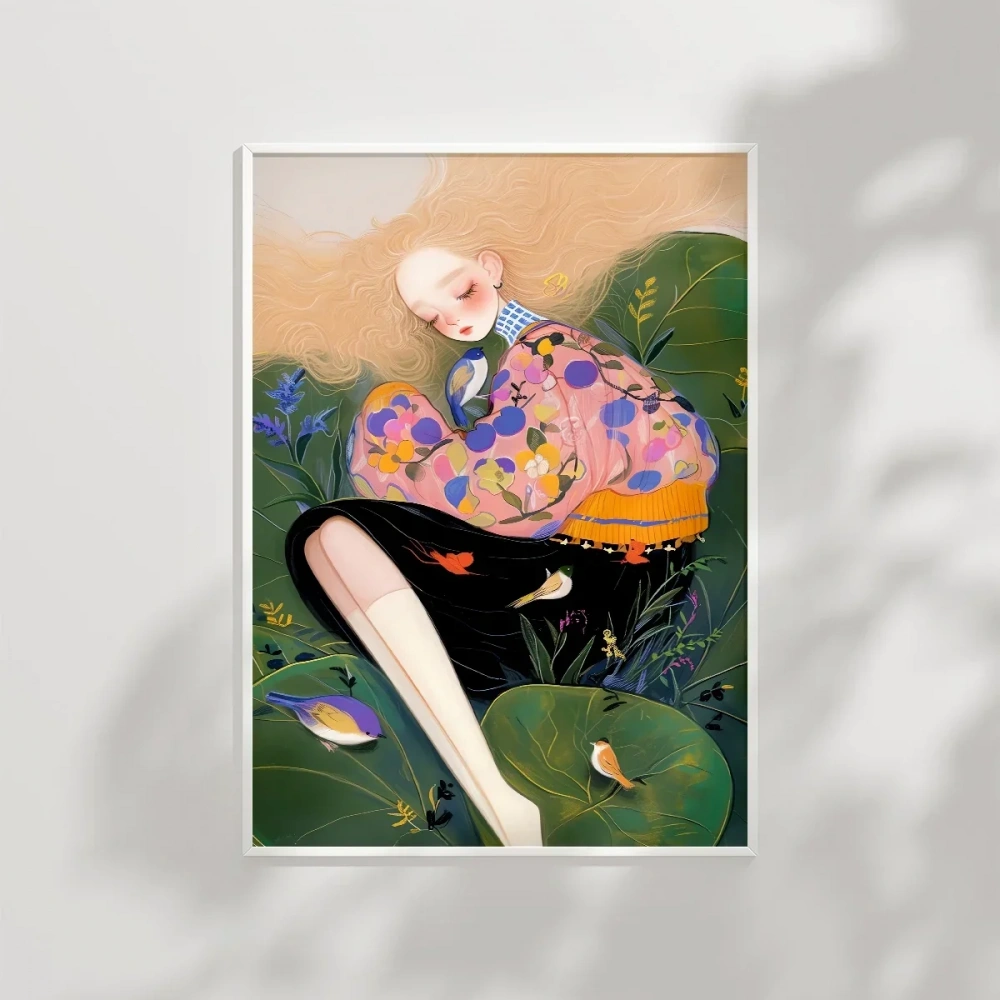 Çiçekler ve Kuşlarla Bütünlük Poster