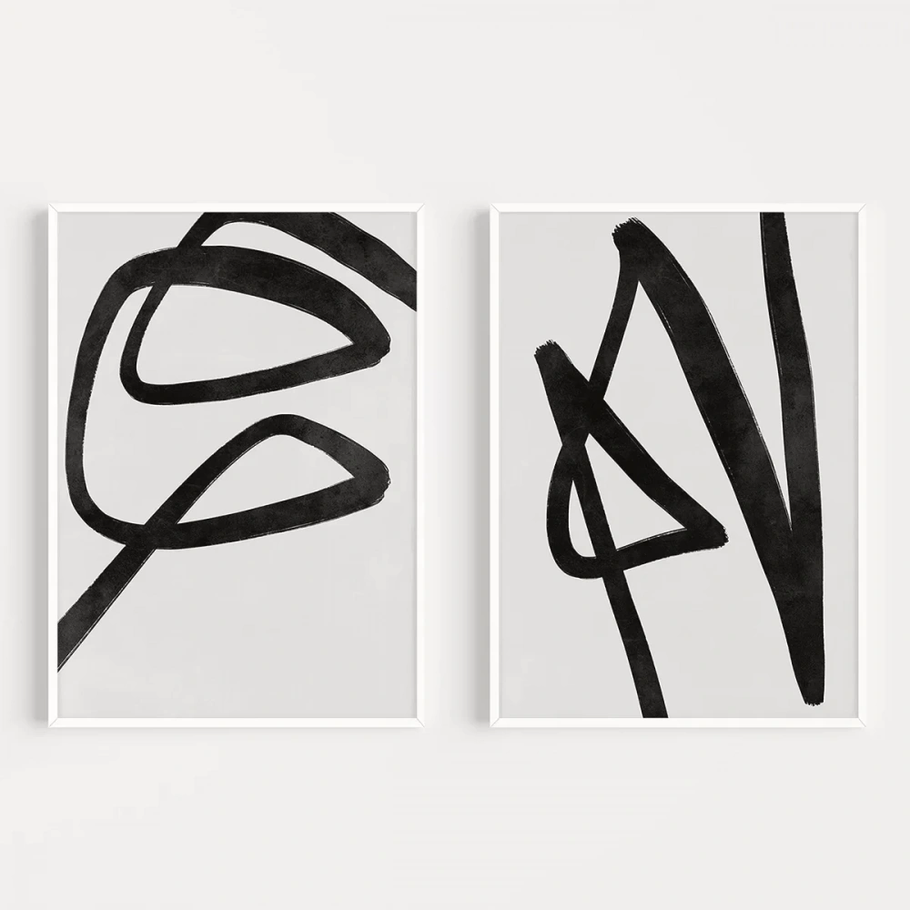 Dinamizm Temalı Monokrom 2li Poster