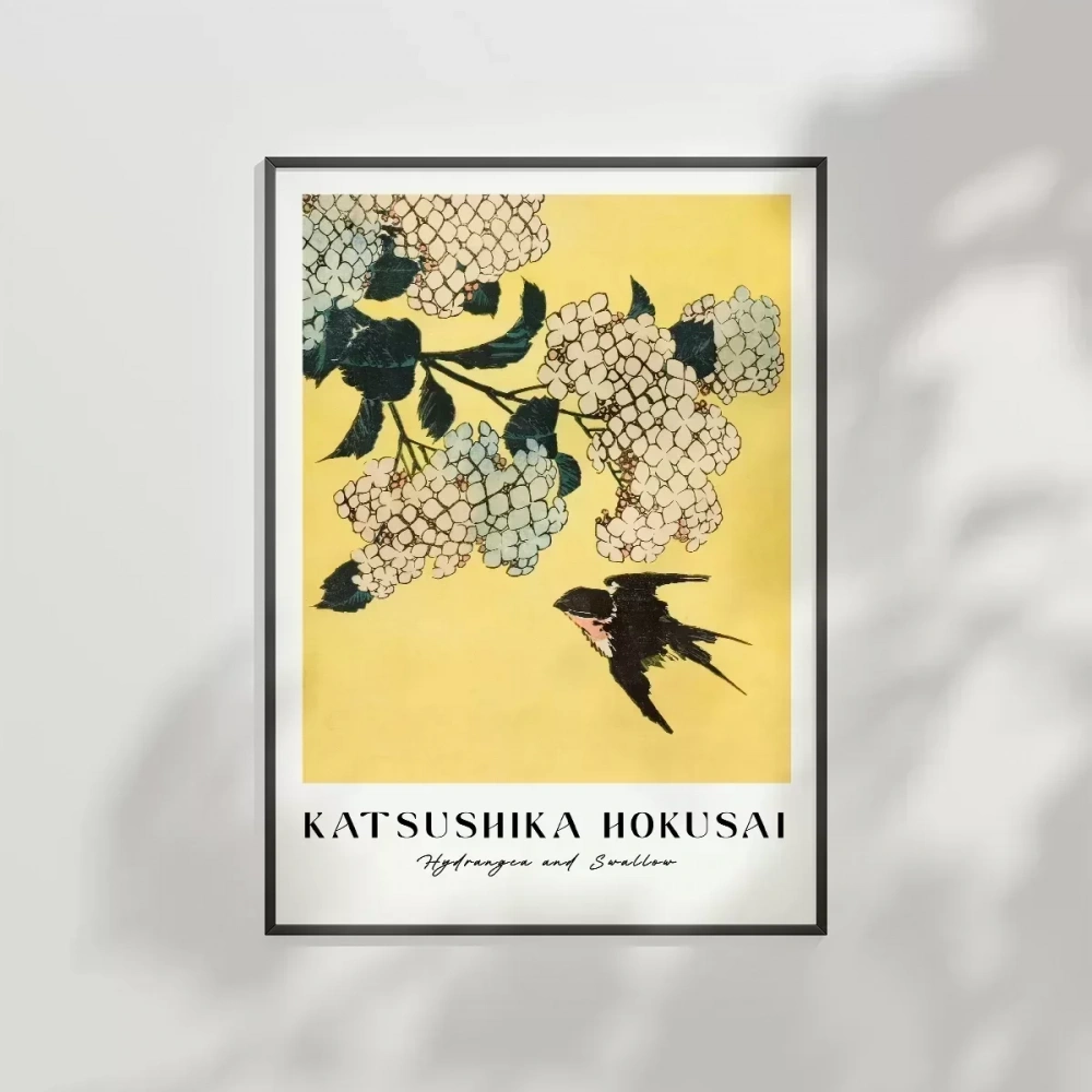 Hokusai Ortanca ve Kırlangıç Poster