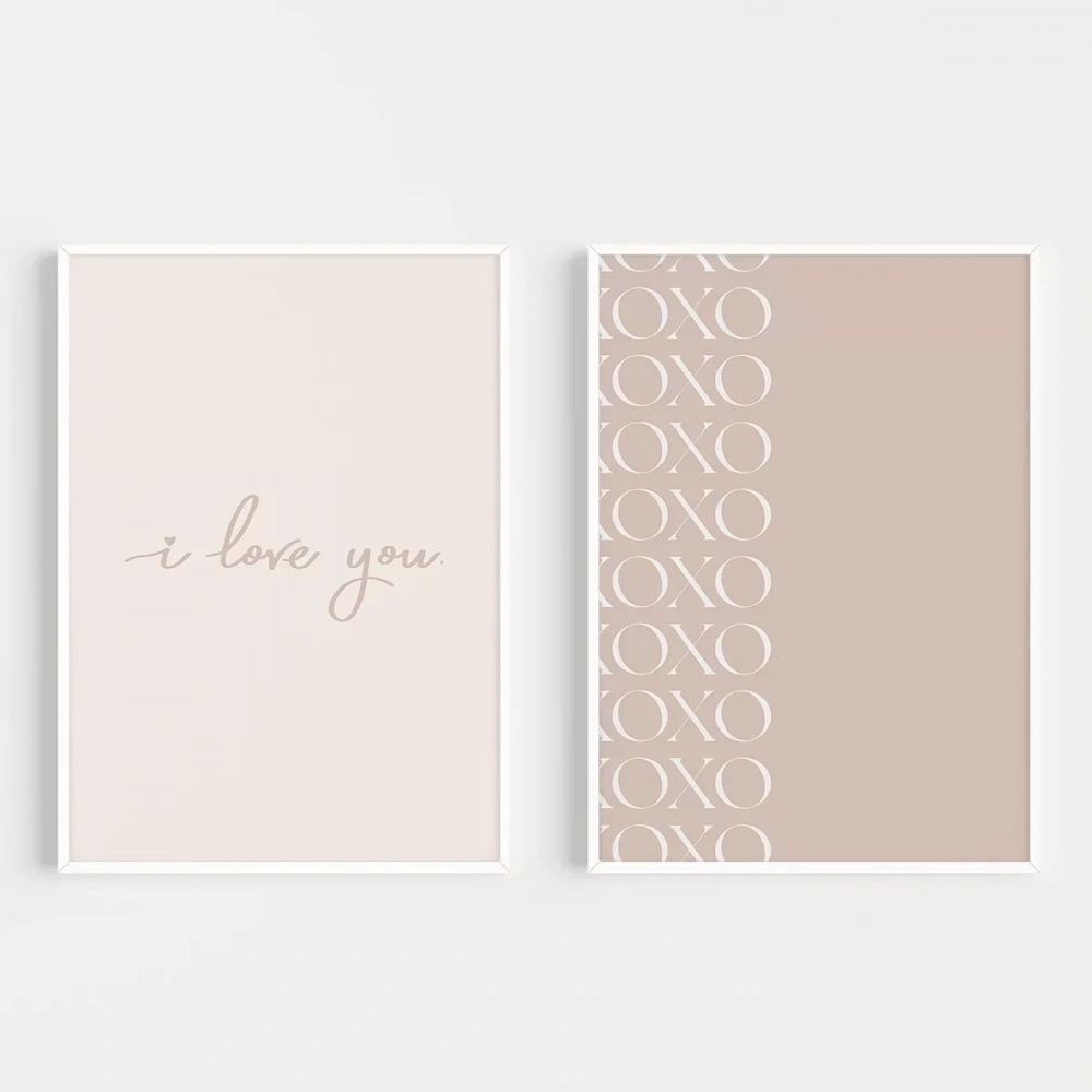 I Love You ve XOXO Minimal Poster Set
