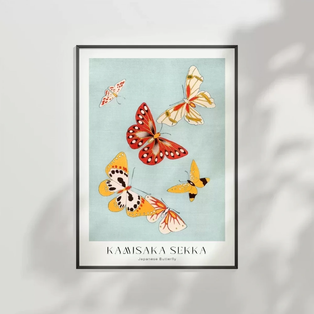 Kamisaka Sekka Japon Kelebekler Poster