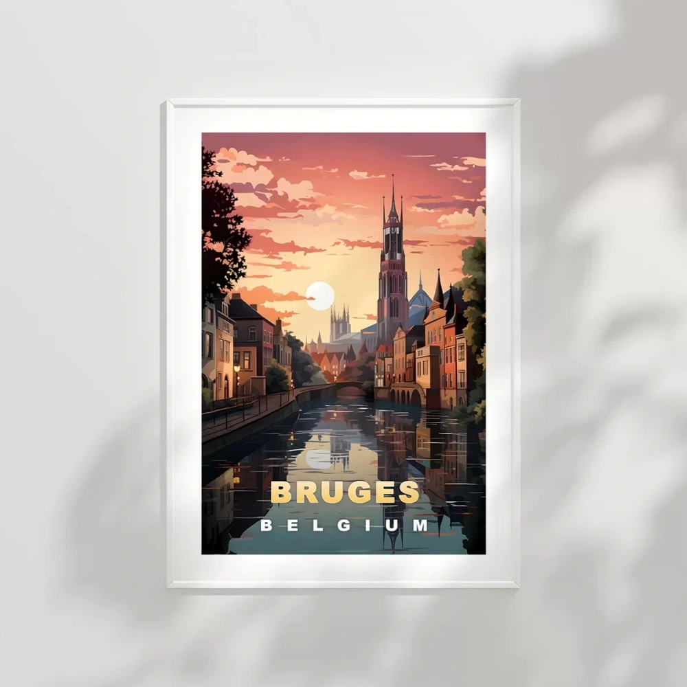 Kanallar Üzerinde Gün Batımı Poster