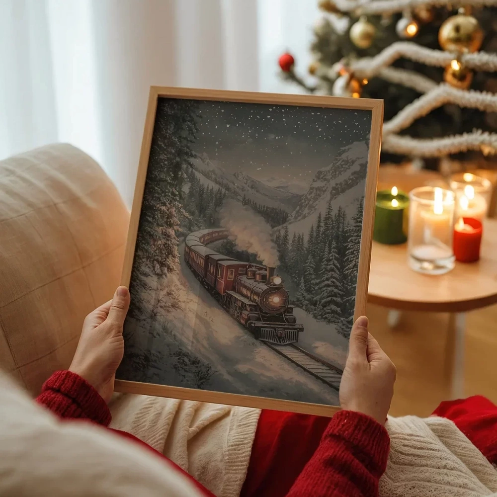 Karlarla Kaplı Tren Yolu Poster