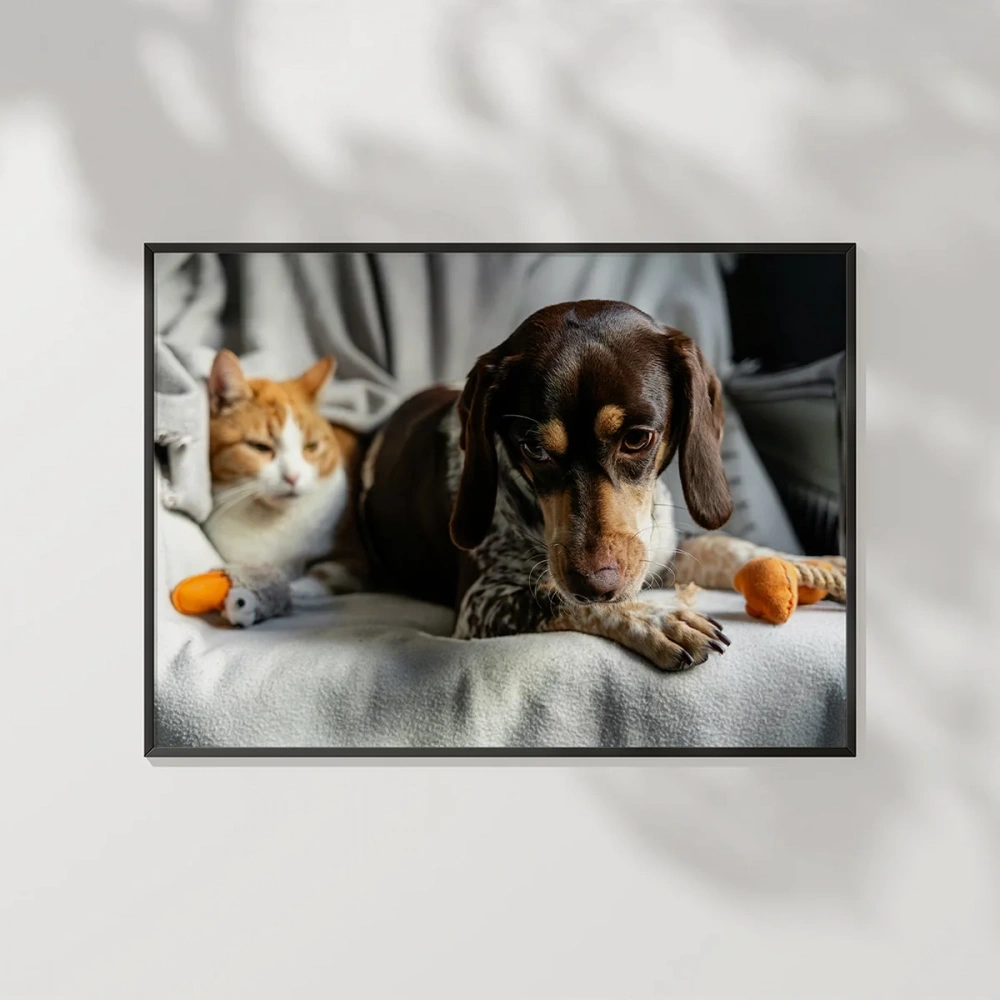 Kedi ve Köpek Dostluğu Poster