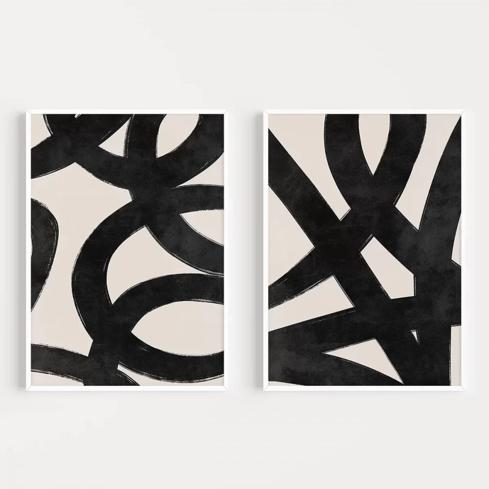 Kesişen Çizgiler Soyut 2li Poster