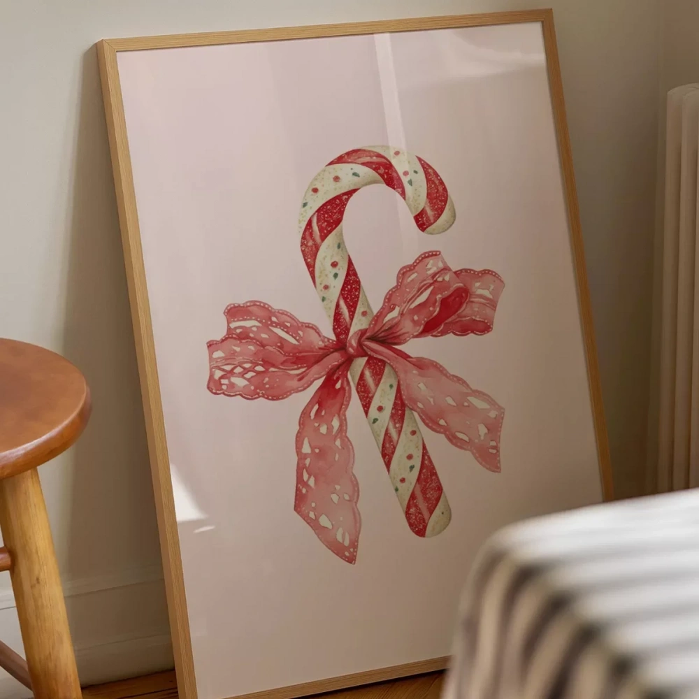 Kırmızı Kurdeleli Şeker Çubuğu Poster