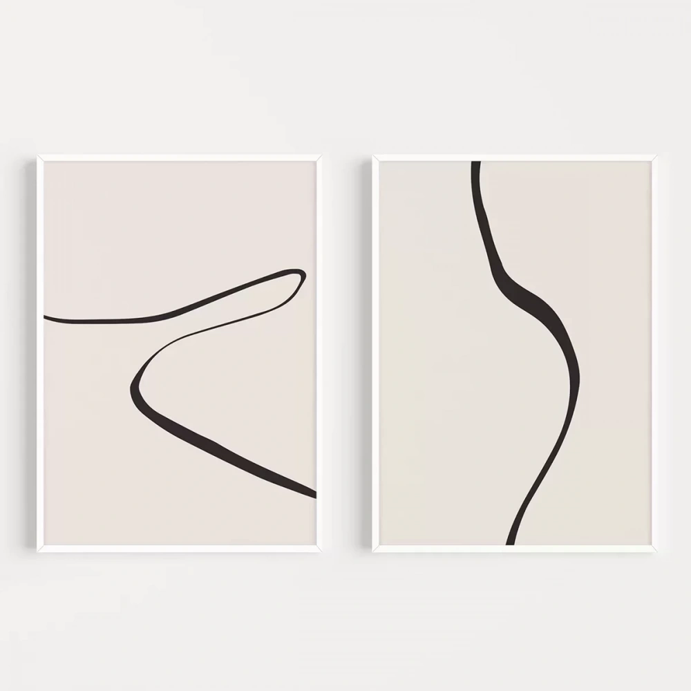 Kıvrımlı Hatlar Modern 2li Poster